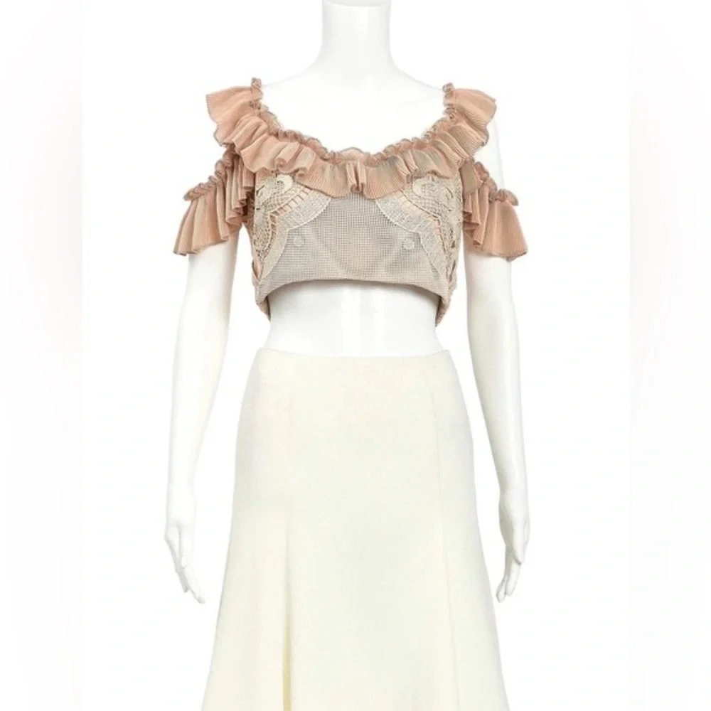 ALICE MCCALL Signed Sealed Lace Ruffle Cold Shoulder Crop Top - Picture 9 of 16